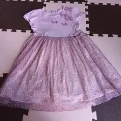 組曲　キッズL 125 リボン付き小花柄ワンピース 上品　裏地あり