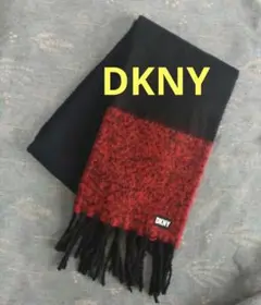 【試着のみ】 DKNY マフラー 黒 赤