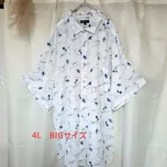FLOURD 半袖シャツ 金魚プリント　4L 　BIGサイズ