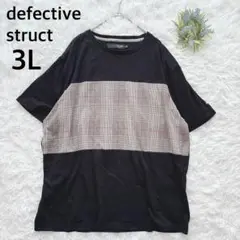 ディフェクティブストラクト　チェック柄Tシャツ　黒　３L　大きいサイズ　1724
