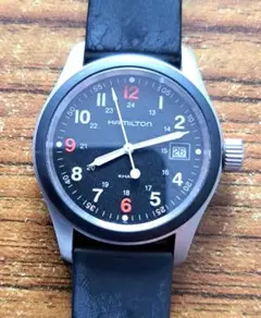 ハミルトンカーキフィールド38mmクオーツ腕時計黒文字盤 S.W.AT.コラボ