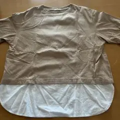 トップスL レディースL 重ね着風　TシャツL