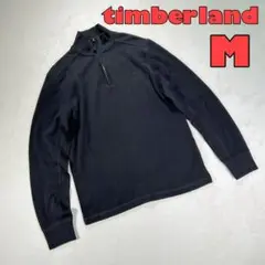 【timberland】ハーフジップトレーナー　胸元ワンポイントロゴ　M 黒