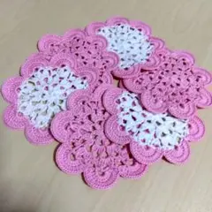 花形かぎ針編みコースター 6枚セット