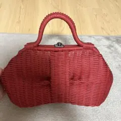 赤リボンかごバッグ