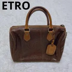 ✨美品【ETRO エトロ】ミニボストンバッグ/ペイズリー/PVC/レザー/旅行