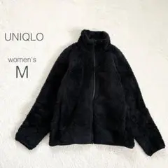 【ユニクロ】ハイネックボアフルジップジャケット 長袖 厚手 防寒 羽織り 黒 M