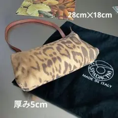美品✨️スパダチーニ　ハンドバッグ　レザー　PVC　ブラウン　ヒョウ柄　南京錠 ベッペスパダチーニ/ハンドバッグ/ベージュ×ブラウン×黒/PVC