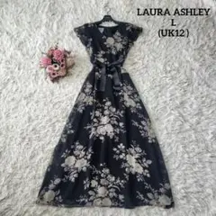 【美品♡希少ヴィンテージタグ】ローラアシュレイ　シルク花柄マキシ丈ワンピース　L