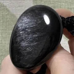十勝石　黒曜石　天然石　ループタイ　未使用品　オブシディアン　玲瓏