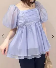 SNIDEL スナイデル　シアーチュニックブラウス ブルー BLU
