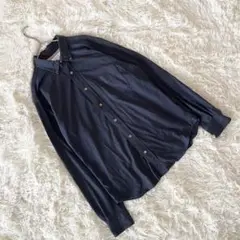 《ビューティーアンドユース》【M】シャツ ダークブルー 長袖 ボタンダウンカラー