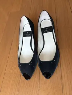 LANVIN ブラック オープントゥパンプス