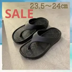 リカバリー サンダル 23.5〜24.0黒 ビーチ トング シャワー 厚底