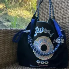 新品ドーナツ刺繍エコバッグ　Lサイズ　ストラップ付き