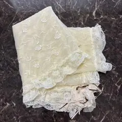 花柄刺繍レースクロス大判 クリーム色120cm×120cm正方形