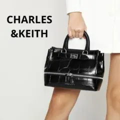 CHARLESu0026KEITH★ZIP トートバッグ ハンドバッグ 光沢 エナメル