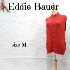 Eddie Bauer エディーバウアー リブ ニットジレ 赤系 M