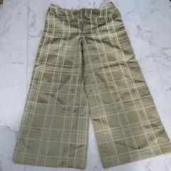 美品　indio ベージュチェック柄ワイドパンツ　綺麗めパンツ　ハイブラ風パンツ