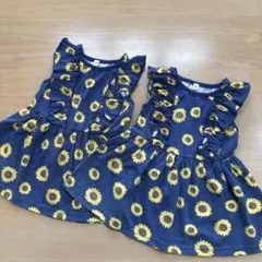 ひまわり柄❤️ノースリーブワンピース ❤️80cm