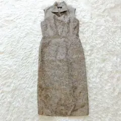 タグ付美品 銀座MAGGY リネンノースリーブロングワンピース 9 裏地付き