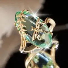 トンボ グリーン エメラルド ゴールド パーティ プレゼント 大粒 ジュエリー