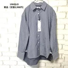 【美品】　UNIQLO J＋　スーピマコットンオーバーサイズストライプシャツ　S