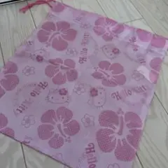 キティ　ハイビスカス　巾着袋