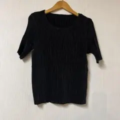 スペッチオ プリーツ加工半袖トップス サイズ40 ブラック
