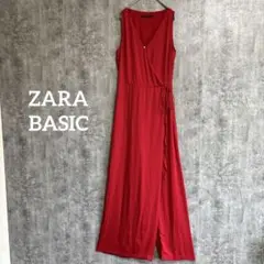 ZARA BASIC カシュクールオールインワン ノースリーブ 超ロング レッド
