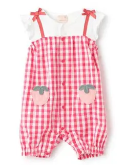 美品★今季購入　プティマイン　イチゴ刺しゅうロンパース 80