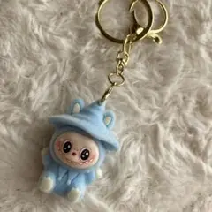 ラブブ　ミニぬいぐるみキーホルダー　LABUBU 魔法使いブブ　ブルー