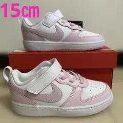 ①新品ナイキNIKEコートボロー15㎝ホワイト/ピンクフォーム100