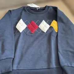 コムサ　ネイビー ダイヤモンド刺繍 トレーナー