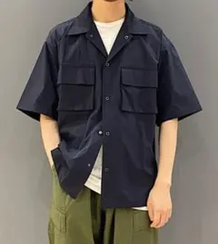 SHIPS ネイビー 半袖シャツ　Lサイズ