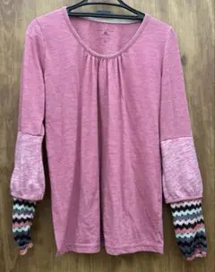 navy natural M ピンク 長袖Tシャツ