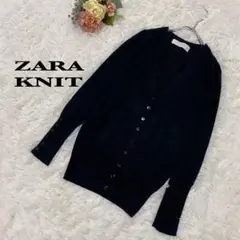 【ザラニット】ブラック　カーディガン　シンプル　フロントポケット