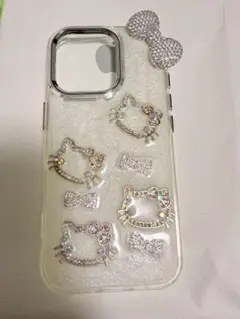 iPhone16ケースアイホンハローキティ キラキラ スマホカバーリボン