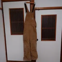 Carhartt ダブルニー ベージュオーバーオール usa製 ダメージあり