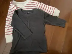 80サイズ 2枚セット 濃いグレーとストライプ