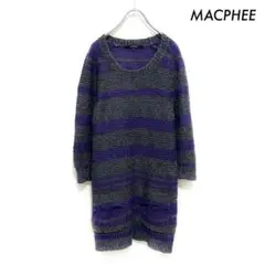 MACPHEE マカフィー★太ボーダー柄 長袖ニットワンピース ポケット付き