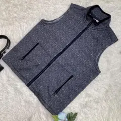 極美品　AIGLE ベスト　THERMO KITJ グレー　ヘリンボーン　L
