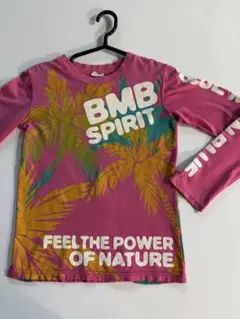 BMB SPIRIT パームツリー柄 長袖カットソー　ピンク