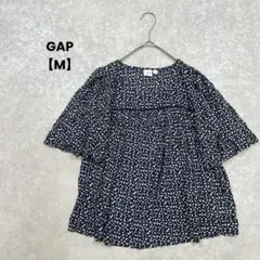 a2238＊GAP 花柄レーヨンブラウス　紺色【M】レース　小花柄　大人可愛い