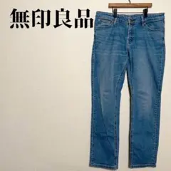 無印良品　BOYFIT　コットン混　ストレートデニム　ブルー系　サイズ25(M)