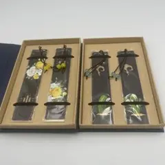 木製しおり しおり ブックマーク 花柄と植物デザインのしおり4個セット
