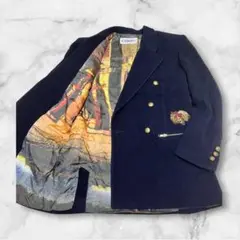 【アイスバーグ】ダブルブレスト ブレザー　ジャケット　ネイビー　裏地総柄　レトロ