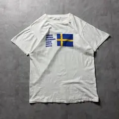 【入手困難】90s USA製 スウェーデン 国旗 スーベニア Tシャツ ホワイト