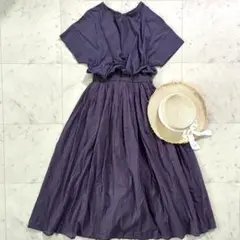 美品♪ アーバンリサーチドアーズ コットンギャザーワンピース 半袖 M相当 紫