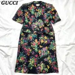 【極美品】 GUCCI セットアップ フローラ 大きいサイズ 46 黒 リネン